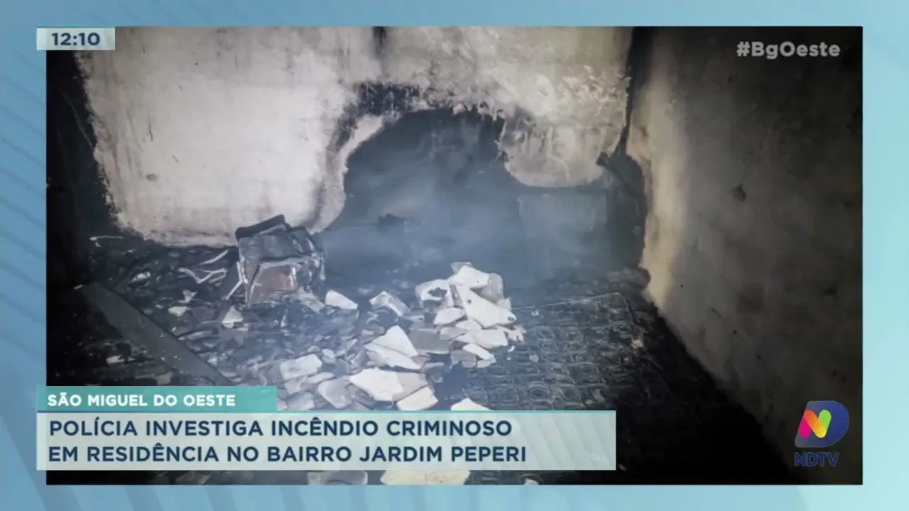 Polícia investiga incêndio criminoso em residência no Bairro Jardim Peperi em São Miguel do Oeste