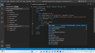 Javascript Program to find roots of a quadratic equation