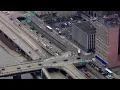 Sky 4 flies over the I-376 bathtub in Pittsburgh