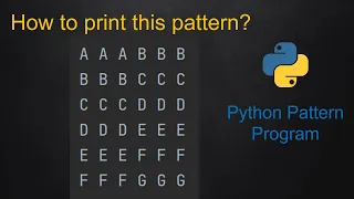 131 Python Pattern Program - Alphabet Square Pattern without any pre-defined method using while loop