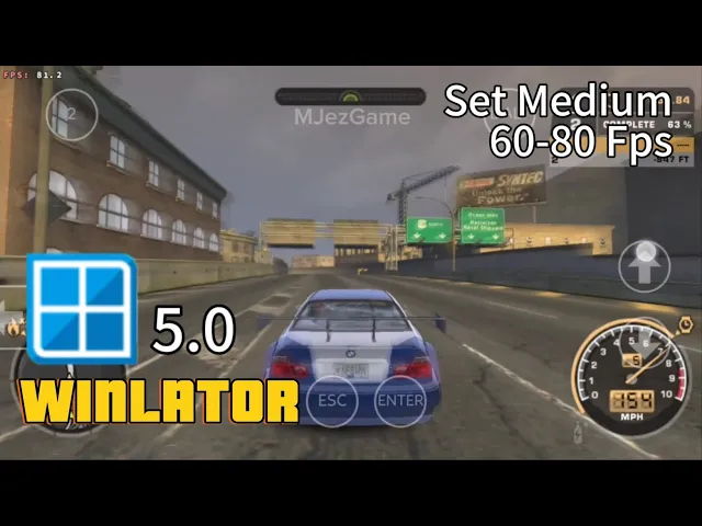 Winlator 5.0 - Gameplay NFS Mostwanted Black Edition - Emulator Windows Android