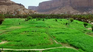 مقطع جوي مميز لوادي دوعن يستعرض مناظر جذابه للغاية لوادي العسل دندنها