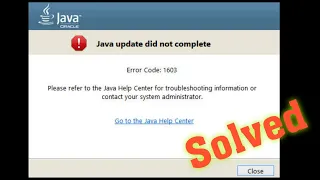 How To Fix Java Install Did Not Complete Error Code 1603