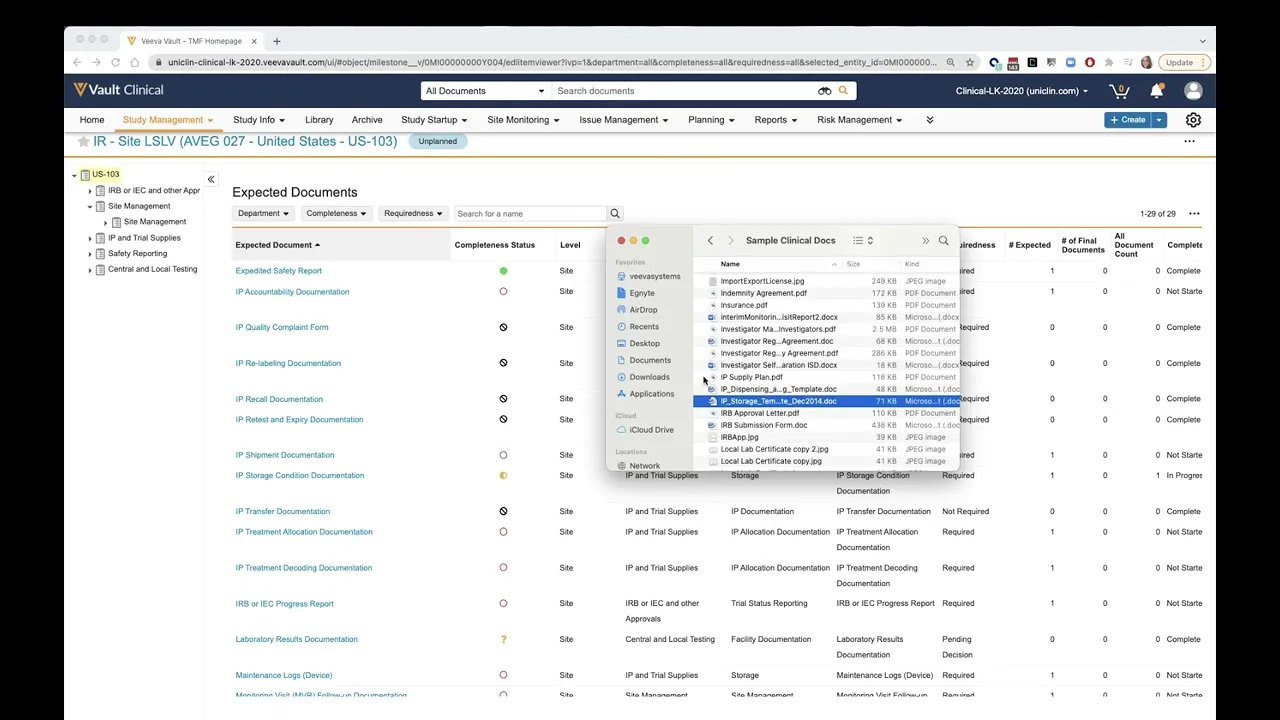 Unified Vault eTMF and Vault CTMS Demo