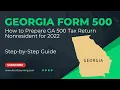 How to file Georgia Form 500 for a Nonresident with Rental Property