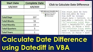 Datediff in VBA - Calculate difference in years months and days etc
