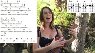 Download HELLO | ADELE | FULL EASY Ukulele TUTORIAL with 5 EASY chords | strumming and lyrics! MP3