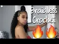 Braidless Crochet Rubberband Ponytail Half up Half Down