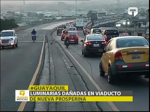 Luminarias dañadas en viaducto de Nueva Prosperina