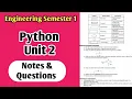 Engineering Semester 1 Python and Problem Solving Unit 2 Notes and Questions Vincent Maths