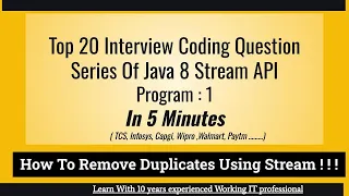 Java 8 Stream API Programming How To Remove Duplicates From List Program 1