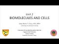 Unit 2 Biomolecules and Cells