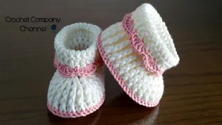 كروشيه لكلوك حذاء سليبر هاف بوت للبيبى بناتى ولادى Crochet Baby Booties 