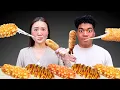 Trying Korean Corn Dogs For the First Time SUPER CHEESY