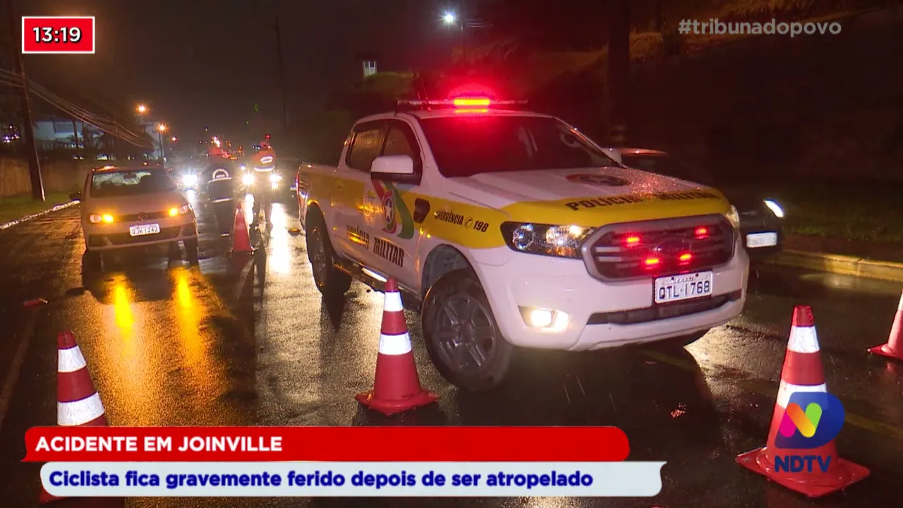 Acidente em Joinville: Ciclista fica gravemente ferido depois de ser atropelado