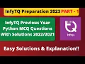 InfyTQ Previous Year Python MCQ Questions InfyTQ Preparation