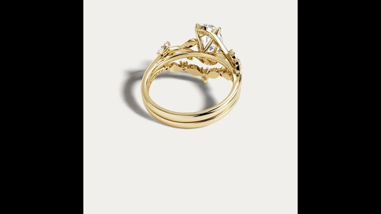 Ariadne丨Pear Cut Lab-Grown Diamond Botanical Bridal Ring Set