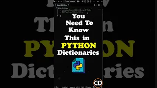 You Need To Know This In Python Dictionary