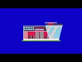 Green Screen Animation on blue background Chroma Key Building