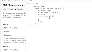 Leetcode 268 Missing number in Java Blind 75 leetcode problems