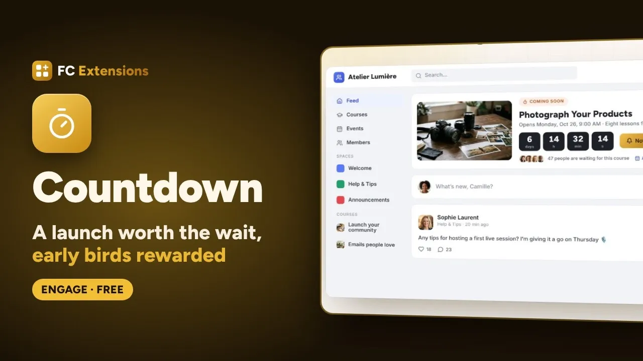 Countdown for FluentCommunity: build a waiting list for your next course