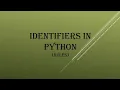 PY - 2 Rules to define identifier in Python