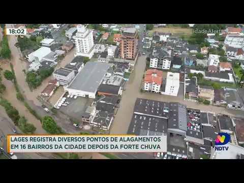 Lages registra diversos pontos de alagamentos em 16 bairros da cidade após forte chuva