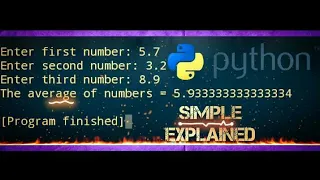 PYTHON Program to Find AVERAGE of 3 Numbers - Simple
