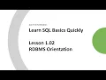 Ace the Interview Learn SQL Basics Quickly Lesson 1 02 RDMS Orientation