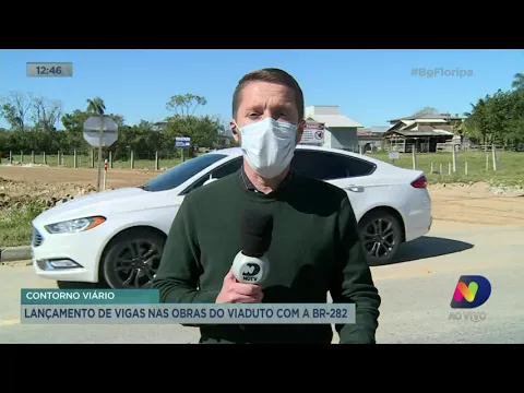 Contorno Viário: lançamento de vigas nas obras do viaduto com a BR-282