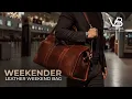 Mens Leather Weekend Bag Weekender Large Duffle Travel Bag by Von Baer Overview