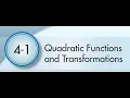 4-1 Quadratic Functions and Transformations