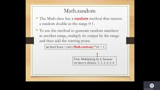 Java I Chapter 11 Class 2 Part 3 Math random and Random Class
