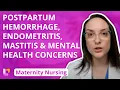 Postpartum Hemorrhage Endometritis Mastitis Mental Health Concerns - Maternity LevelUpRN