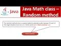 Java Math class Random method Java Tutorial