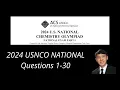 2024 USNCO NATIONAL EXAM Part I Solutions Questions 1-30