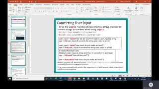 Python Chapter 2 Class 2 Part 2 User Input