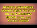 DevOps SysAdmins Cannot serve txt files on IIS in Windows Server 2016 403 access denied