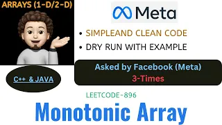 Monotonic Array Simple Clean META Leetcode - 896 Live Coding Explanation