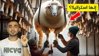 شاهد كيف يتم تربية 70 مليون رأس من الأغنام في أستراليا تربية الأغنام بطريقة غريبة معالجة لحم الغنم 