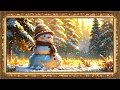 Snowman Art Showcase 4K Gold Framed Winter Decor TV Screen Art Festive Background