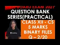 Question Bank Series Class XII C S Binary File 5 mark - Important Practical Programming Question