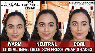 Loreal Infallible 32H Fresh Wear Foundation Shade Swatches Review Waysheblushes