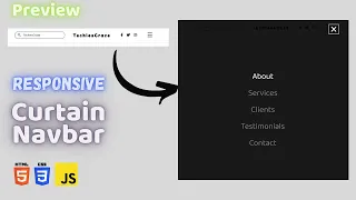 PREVIEW Responsive Navbar with Curtain Menu using HTML CSS JavaScript TechiesCraze