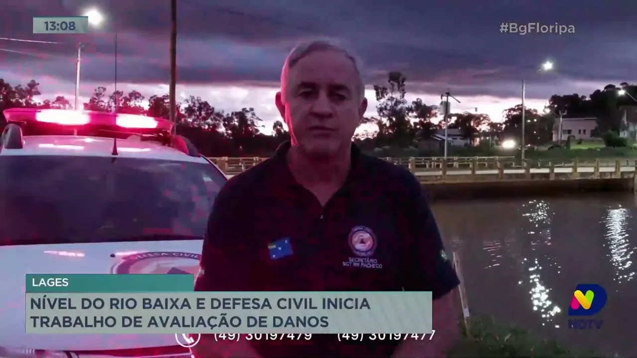 Lages: nível do rio baixa e Defesa Civil inicia trabalho de avaliação de danos
