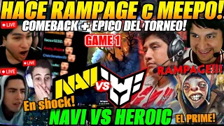 😲Meepo Rampage! analizan HEROIC vs NAVI Bo1 BLAST Slam IV😲Leo, Benjaz analizan