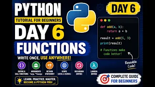 Python Tutorial for Beginners Day 6 Functions in Python Arguments Return Scope Lambda