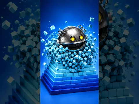 Robot Pacman 1kg → 100kg vs. Block Pyramid | Physics Simulation