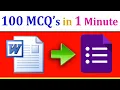 Word Doc to Google Form - How to import 100 MCQs to Google form in 1 Minute Form Builder plugin