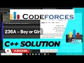 A C Solution to Codeforces 236A Boy or Girl by CFNewbie